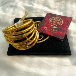 BuDhaGirl GOLD ALL WEATHER BANGLES (SET OF 9) - SERENITY PRAYER - Large